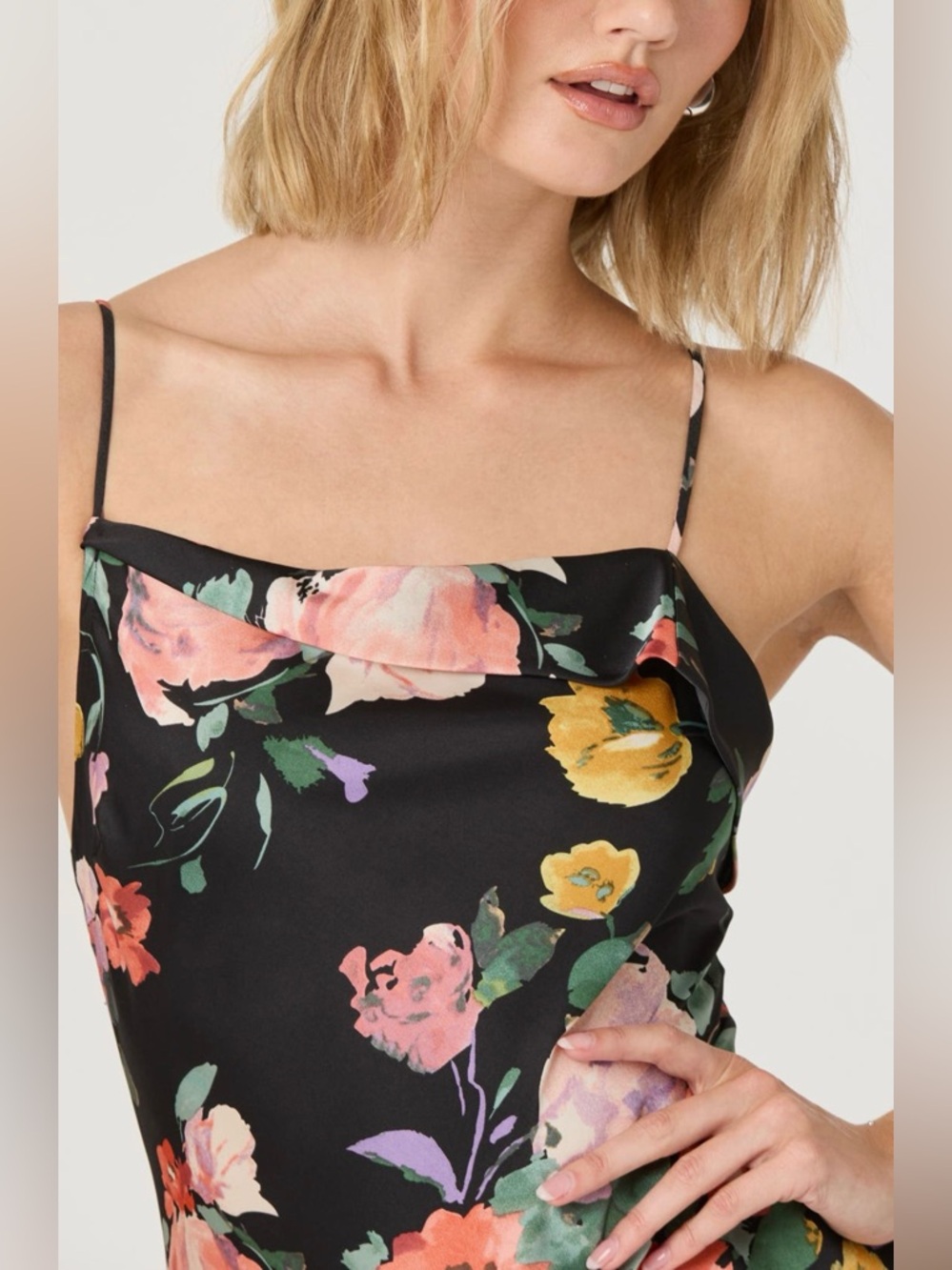 ASTR the Label Floral Satin Midi Slip Dress, NWT - Picture 3 of 15